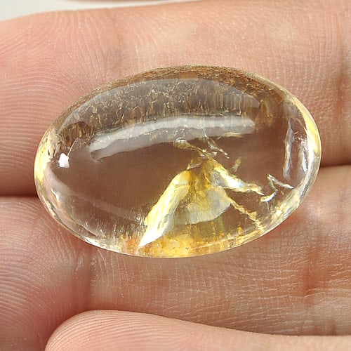 Natural White Brown Moss Quartz Gemstones 31.95 Ct. Oval Cabochon Shape 25 x 16 Mm.: Product ID: 805523650 Product Name: Natural Quartz Weight: 31.95 CT. Size: 25 x 16 x 11.7 MM. Shape: Oval Cabochon Color: White Brown Clarity:Semi - Transparent Luster: Good Gems Origin: Thailand Trea