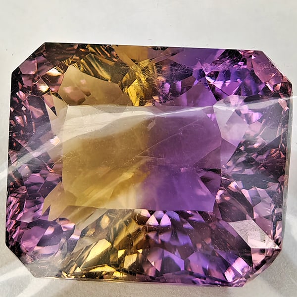 Natural Bi Color Ametrine Gemstones 7.42 Ct. Clean Octagon Millennium Cut 12.53 x 10.54 Mm. (1 of 4)