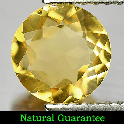 Natural Yellow Citrine Gemstones 1.06 Ct. Round Shape 7.1 Mm.: Product ID: 801811594 Product Name: Natural Citrine Weight: 1.06 CT. Size: 7.1 x 7.1 x 3.5 MM. Shape: Round Color: Yellow Clarity:VSI Luster: Good Gems Origin: Brazil Treatment: Unheated Crystal Struc