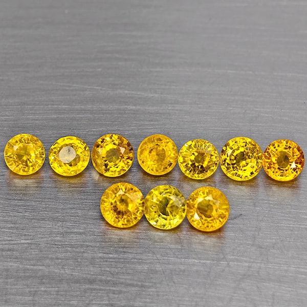 Natural Yellow Songea Sapphire Gemstones 2.20 Ct. 10 Pcs. Round Shape 3.8 Mm.: Product ID: 806130460 Product Name: Natural Yellow Sapphire Weight: 2.20 CT. Size: 3.8 x 3.8 x 2.8 MM. Shape: Round Color: Yellow Clarity:VSI-SI1 Luster: Very Good Gems Origin: Tanzania Treatment: Hea