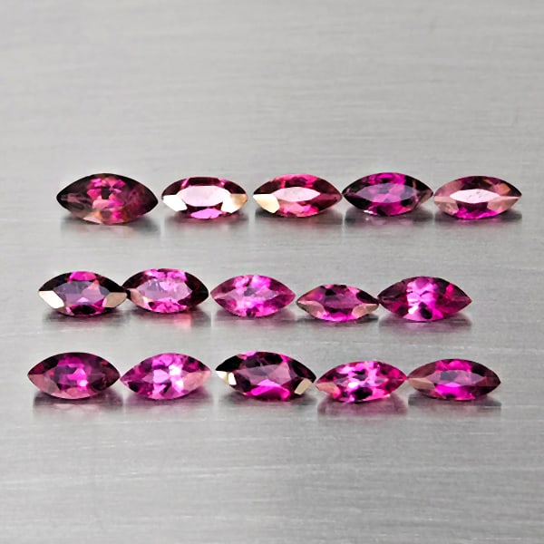 Natural Pink Tourmaline Gemstones 1.81 Ct. 15 Pcs. Marquise Shape and Mixed Size: Product ID: 807251666 Product Name: Natural Tourmaline Weight: 1.81 CT. Size: 6 x 3 x 2 to 4.7 x 2.2 x 1.1 MM. Shape: Marquise Shape Color: Fancy Color Clarity:SI1 Luster: Good Gems Origin: Nigeria Tr
