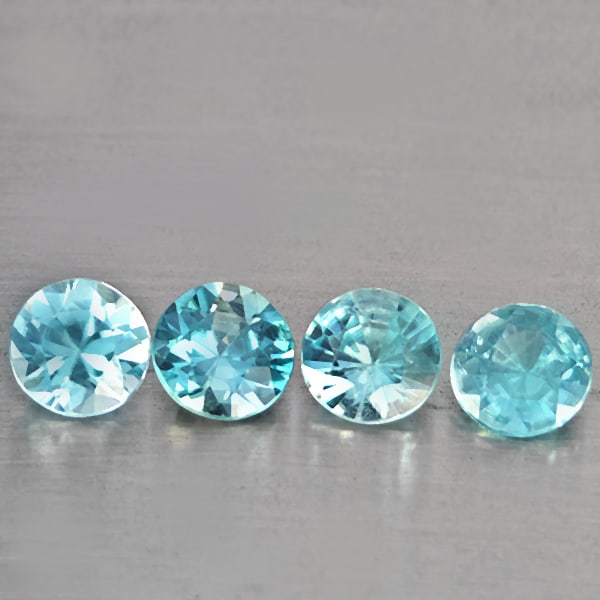 Natural Blue Zircon Gemstones 2.29 Ct. 4 Pcs. Round Diamond Cut 5 Mm.: Product ID: 807743257 Product Name: Natural Zircon Weight: 2.29 CT. Size: 5 x 5 x 3.3 MM. Shape: Round Diamond Cut Color: Blue Clarity:SI1 Luster: Good Gems Origin: Cambodia Treatment: Heated Crystal 