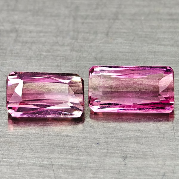 Natural Pink Tourmaline Gemstones 1.23 Ct. 2 Pcs. Octagon Shape and Mixed Size: Product ID: 807250554 Product Name: Natural Tourmaline Weight: 1.23 CT. Size: 6.7 x 3.7 x 2.7 to 6 x 3.7 x 2.5 MM. Shape: Octagon Color: Pink Clarity:VSI Luster: Good Gems Origin: Nigeria Treatment: U