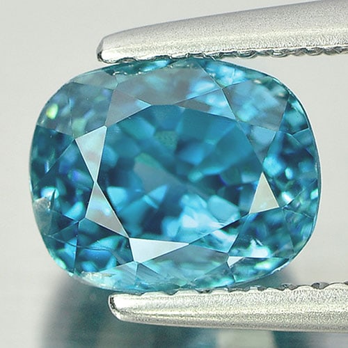 Natural Blue Zircon Gemstones 3.00 Ct. Cushion Shape 7.5 x 6 Mm. (1 of 3)