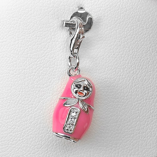 925 Sterling Silver Pendant Jewelry 3.35 Grams White Gold Plated: Product ID: 281330140 Product Type: 925 Sterling Silver Fine Jewelry Jewelry Weight: 3.35 Grams. Gemstones Color: Pink Metal: Solid Silver 92.5%. Gemstone Detail: Doll Pink Enamel. And Round White CZ 