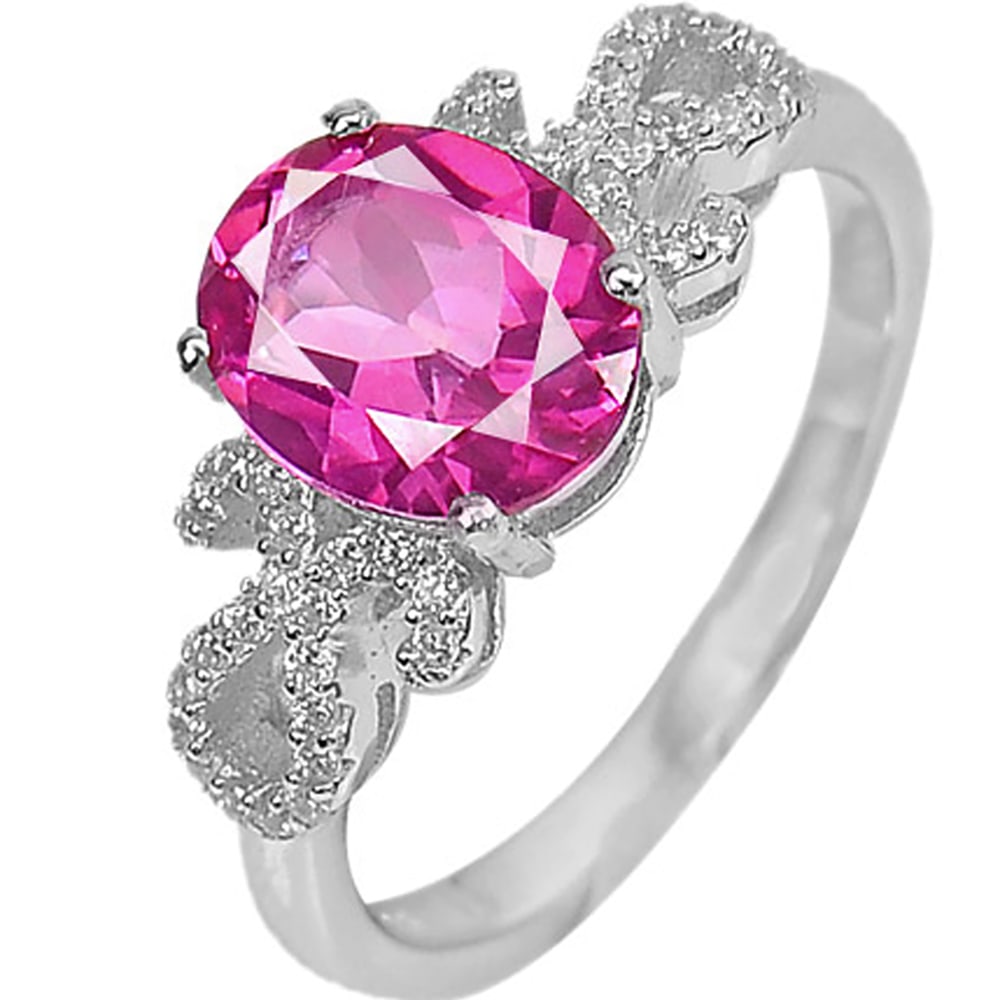 Natural Pink Topaz with 925 Sterling Silver Ring Jewelry 3.59 Grams Size 8.5 (1 of 3)