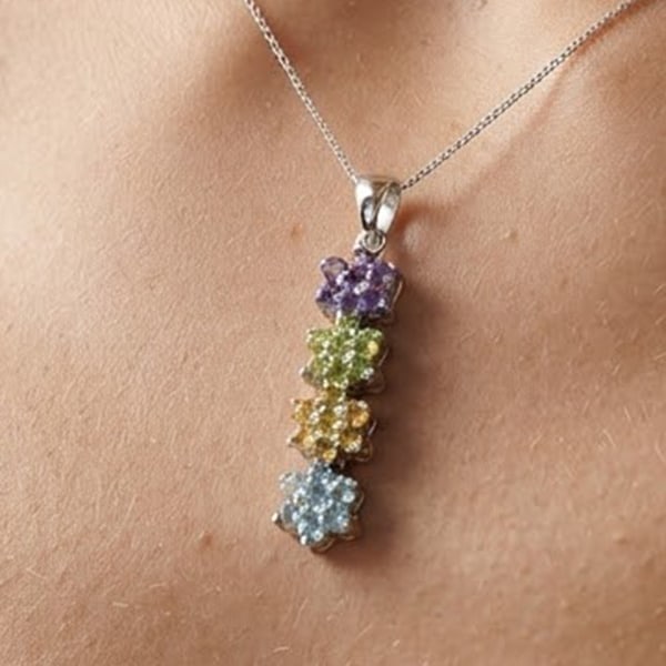 Natural Amethyst Peridot Citrine Topaz Gemstones 925 Sterling Silver Pendant Jewelry 3.97 G.: Product ID: 281130007 Product Type: 925 Sterling Silver Fine Jewelry Jewelry Weight: 3.97 Grams. Gemstones Color: Multi-Color Metal: Solid Silver 92.5%. Gemstone Detail: Round Purple Natural Aemthyst 