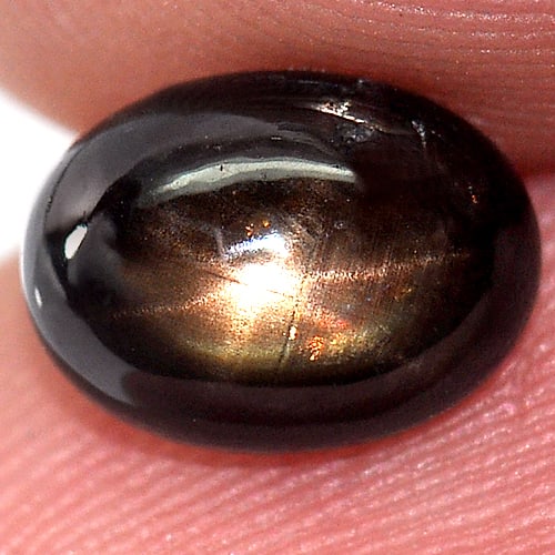 Natural Black Star Sapphire Gemstones 6 Rays 2.10 Ct. Oval Cabochon 8.3 x 6.2 Mm. (1 of 3)