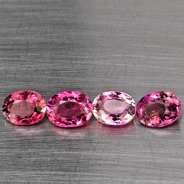 Natural Pink Tourmaline Gemstones 2.79 Ct. 4 Pcs Oval Shape 6.7 x 5.1 Mm.: Product ID: 807251423 Product Name: Natural Tourmaline Weight: 2.79 CT. Size: 6.7 x 5.1 x 3.3 MM. Shape: Oval Shape Color: Pink Clarity:SI1 Luster: Good Gems Origin: Nigeria Treatment: Unheated Crysta