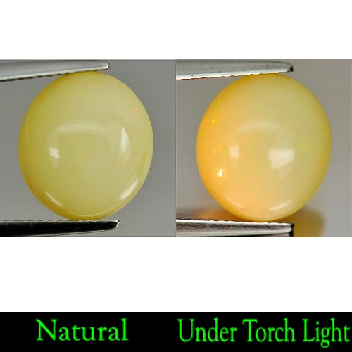 Natural Multi Color Opal Gemstones 4.83 Ct. Oval Cabochon Shape 13 x 11.8 Mm.: Product ID: 818707477 Product Name: Natural Opal Weight: 4.83 CT. Size: 13 x 11.8 x 6 MM. Shape: Oval Cabochon Color: Multi-Color Clarity:Opaque Luster: Iridescent Gems Origin: Ethiopia Treatment: Unh