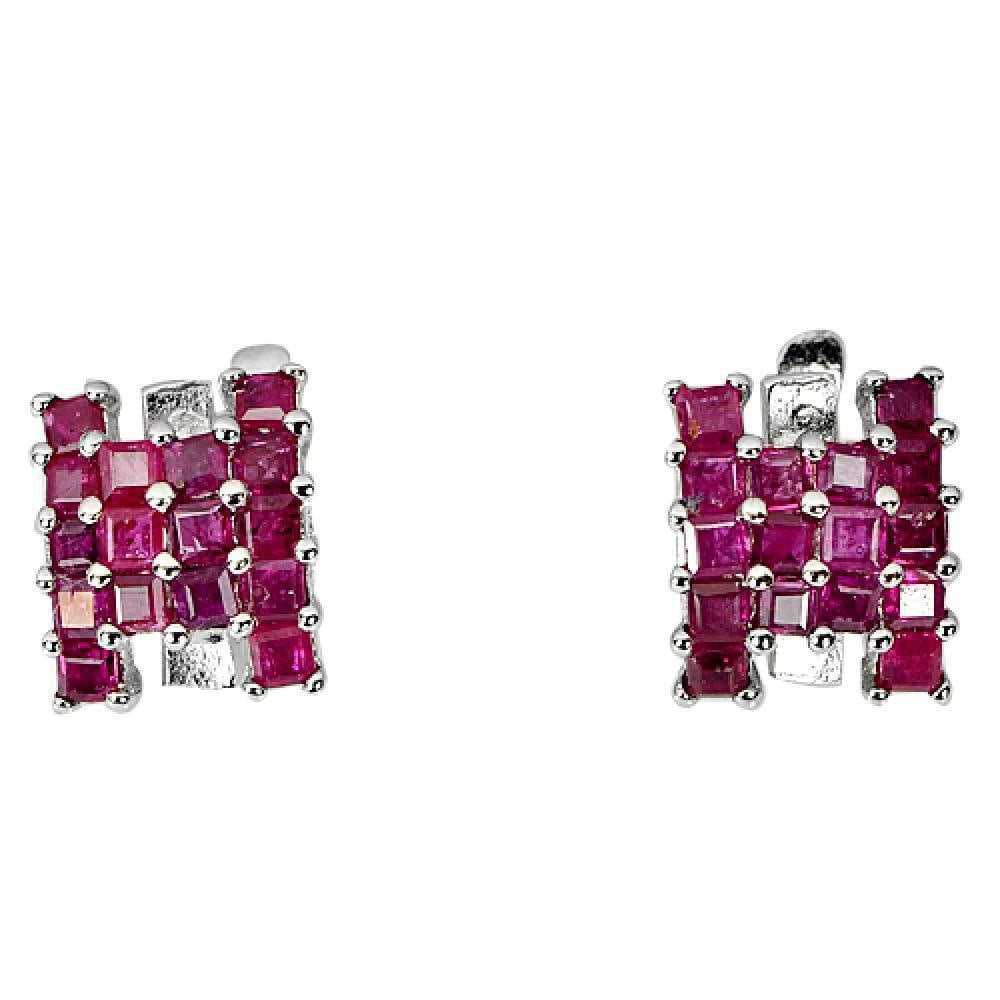 Natural Purplish Pink Ruby Gemstones 925 Sterling Silver Earrings Jewelry 6.58 Grams (1 of 3)