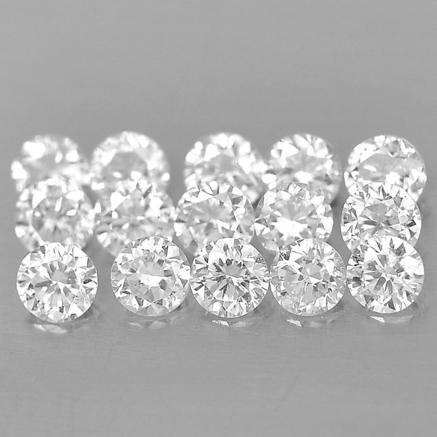 Natural White Diamond 0.138 Ct. 15 Pcs. Round Brilliant Cut 1.3 Mm.: Product ID: 802102740 Product Name: Natural Natural Diamond Weight: 0.14 CT. Size: 1.3 x 1.3 x 0.9 MM. Shape: Round Brilliant Cut Color: D Clarity:VSI Luster: Scintillating Gems Origin: Belgium Treatm