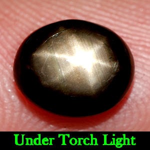 Natural Black Star Sapphire Gemstones 2.85 Ct. Oval Cabochon Shape 8.6 x 7.1 Mm.: Product ID: 806134477 Product Name: Natural Star Sapphire Weight: 2.85 CT. Size: 8.6 x 7.1 x 4.2 MM. Shape: Oval Cabochon Color: Black Clarity:Opaque Luster: Good 6 Rays Star Gems Origin: Thailand Tre