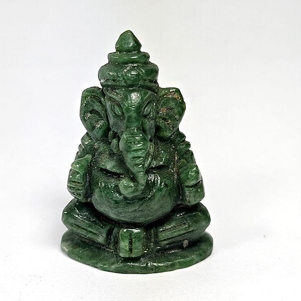 Natural Green Jade Gemstone 42.00 Ct. Happy Ganesha Carving Size 14 x 18 Mm.: Product ID: 818102616 Product Name: Natural Gemstones Weight: 42.00 CT. Size: 14 x 18 x 28 MM. Shape: Caving Color: Multi Color Green Clarity:Opaque Luster: Good Gems Origin: Thailand Treatment: Unhea