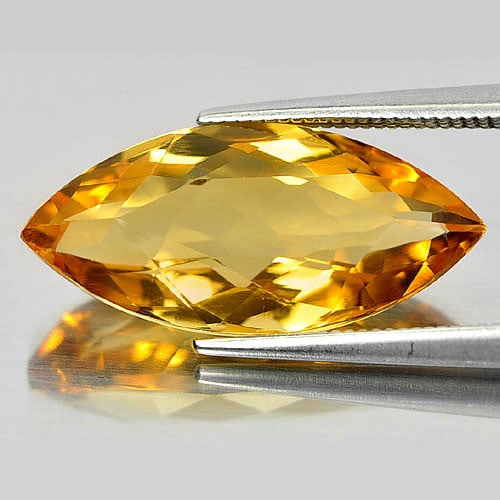 Natural Yellow Citrine Gemstones 7.97 Ct. Marquise Shape 14.4 x 11.3 Mm.: Product ID: 801810589 Product Name: Natural Citrine Weight: 7.97 CT. Size: 21 x 10 x 7 MM. Shape: Marquise Color: Yellow Clarity:VVS Luster: Good Gems Origin: Brazil Treatment: Unheated Crystal Struct