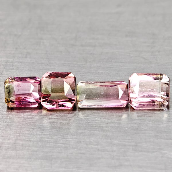 Natural Fancy Color Pink Tourmaline Gemstones 2.31 Ct. 4 Pcs. Octagon Shape and Mixed Size: Product ID: 807250599 Product Name: Natural Tourmaline Weight: 2.31 CT. Size: 6.4 x 3.4 x 2.4 to 4.5 x 4 x 3 MM. Shape: Octagon Color: Fancy Color Pink Clarity:VSI - SI1 Luster: Good Gems Origin: Nige