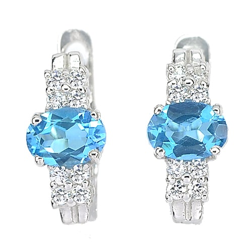 Natural Swiss Blue Topaz Gemstones 925 Sterling Silver Earrings Jewelry 3.75 Grams: Product ID: 281020169 Product Type: 925 Sterling Silver Fine Jewelry Jewelry Weight: 3.75 Grams. Gemstones Color: Blue Metal: Solid Silver 92.5%. Gemstone Detail: Oval Swiss Blue Natural Topaz Size 7 