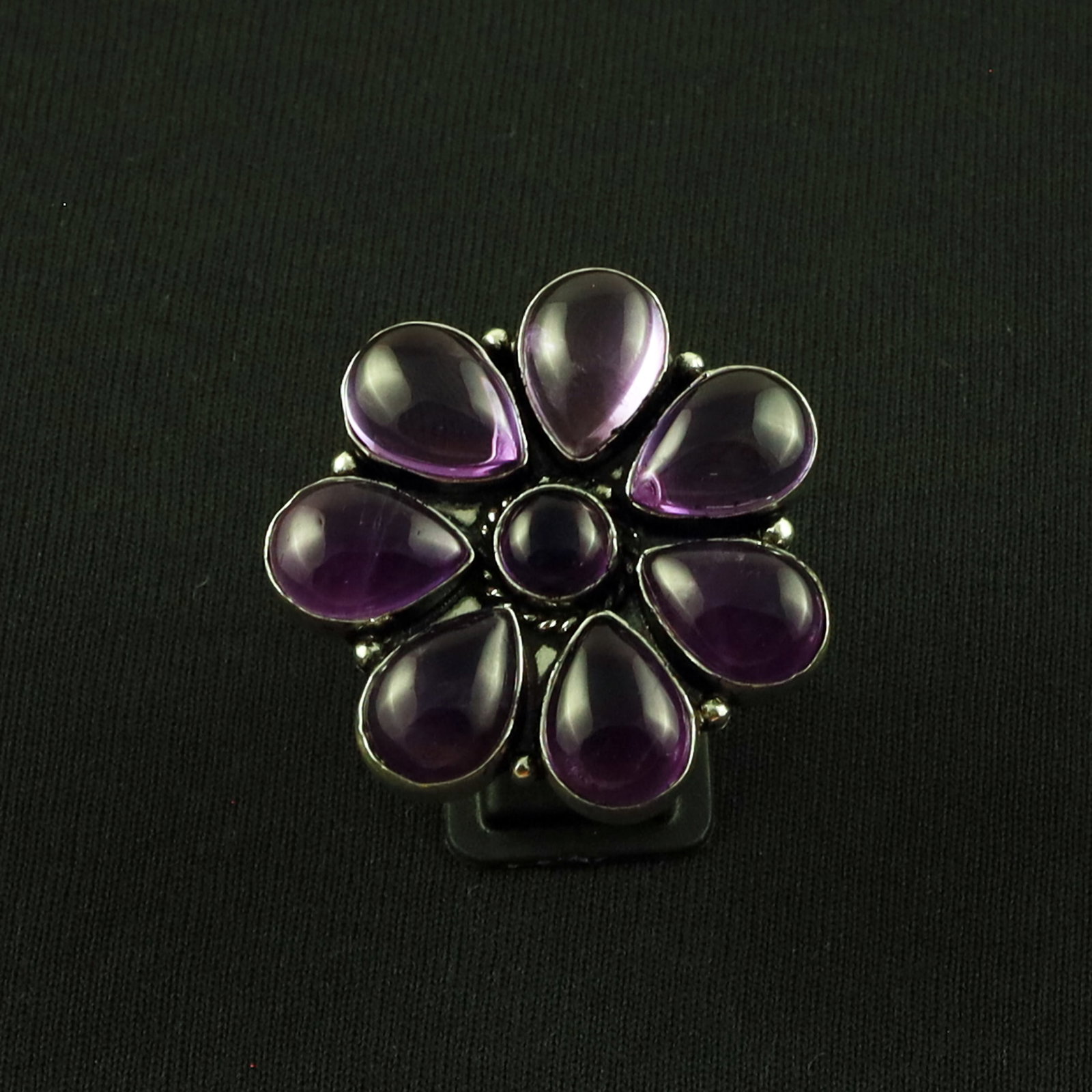Natural Amethyst Sterling Silver Plated Handmade Ring - 9.5MM: Product ID: 260630114738 Product - Handmade Silver Plated Ring Metal - 92.5 Sterling Silver Plated Ring Size - 9.5MM Gemstone - Amethyst Gemstone Origin - Brazil Gemstone Size - 10X14 MM ( 7 Stone ) ,