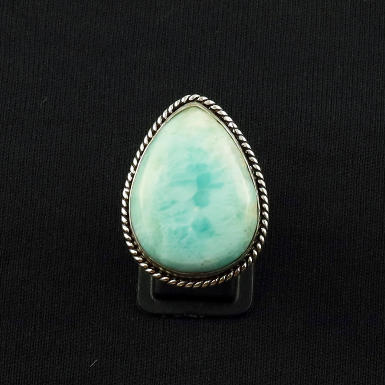 Natural Larimar Sterling Silver Plated Handmade Ring - 6MM (1 of 3)