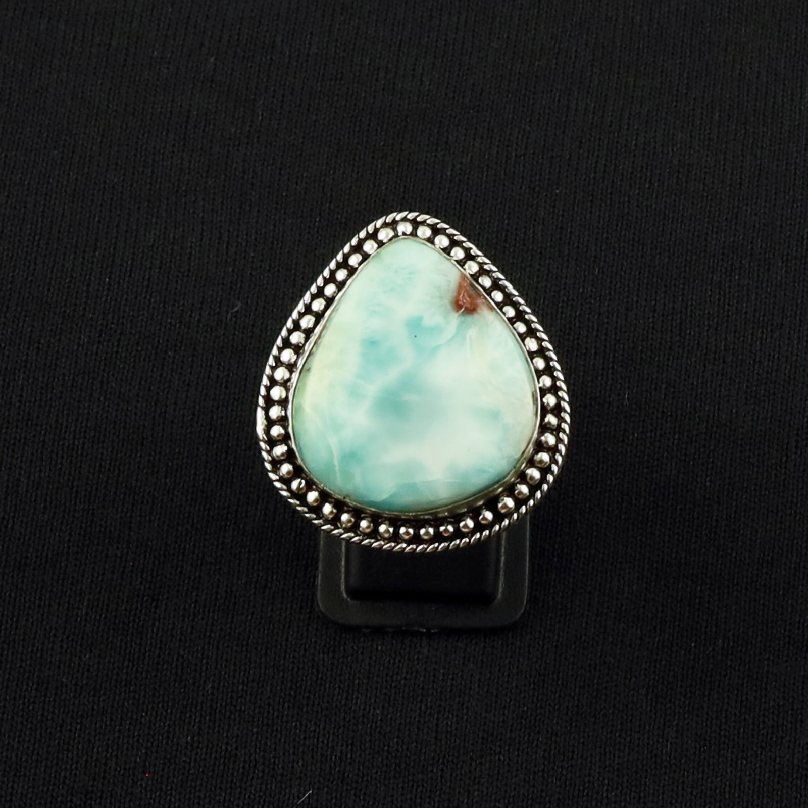 Natural Larimar Sterling Silver Plated Handmade Ring - 9MM: Product ID: 260630125055 Product - Handmade Silver Plated Ring Metal - 92.5 Sterling Silver Plated Ring Size - 9MM Gemstone - Larimar Gemstone Origin - Dominican Republic Gemstone Size - 2.5X2.5 CM Ge