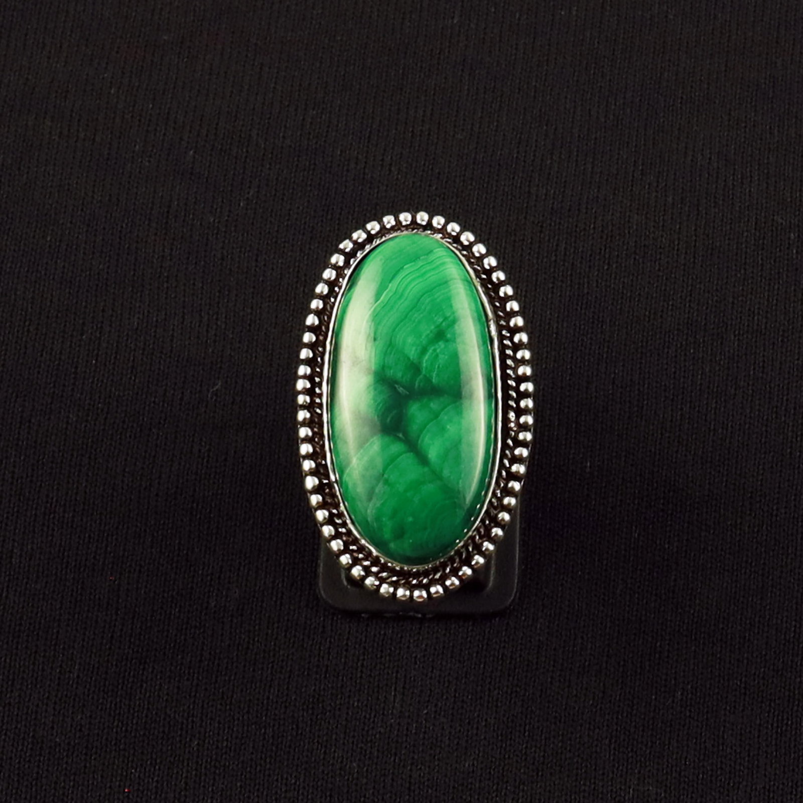 Natural Malachite Sterling Silver Plated Handmade Ring - 6.5MM (1 of 3)