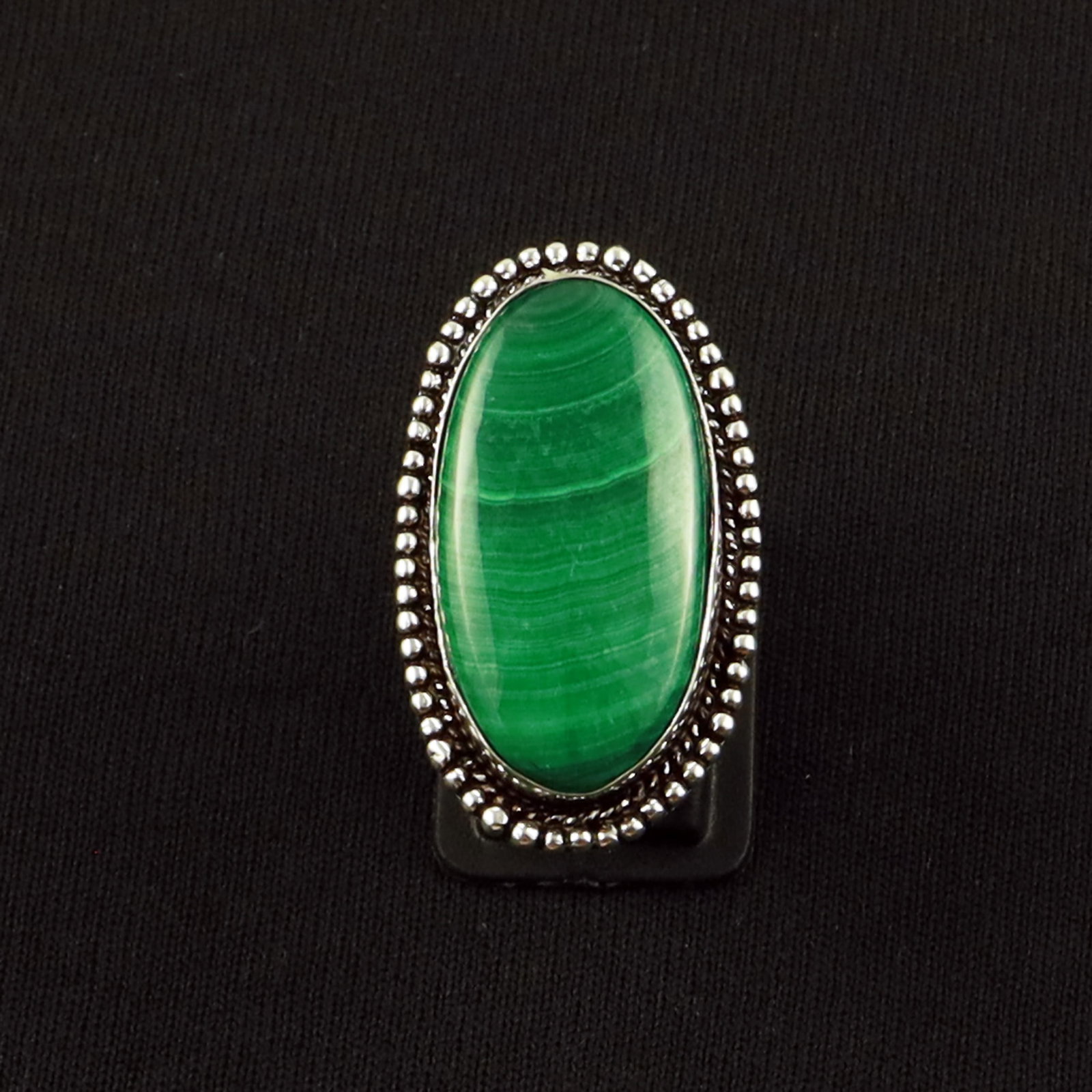 Natural Malachite Sterling Silver Plated Handmade Ring - 7MM: Product ID: 260630115358 Product - Handmade Silver Plated Ring Metal - 92.5 Sterling Silver Plated Ring Size - 7MM Gemstone - Malachite Gemstone Origin - Democratic Republic Of The Congo Gemstone Size