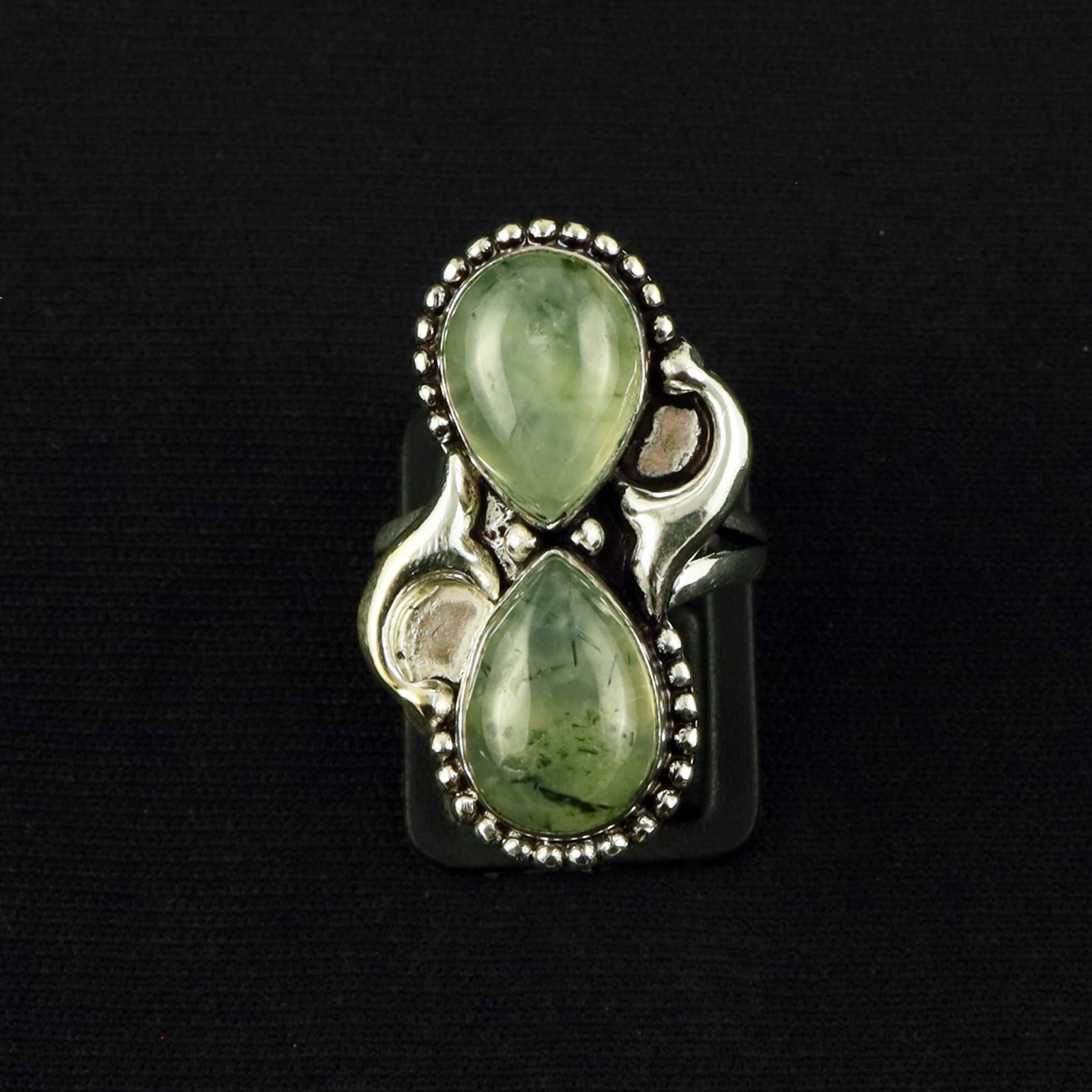Natural Prehnite Sterling Silver Plated Handmade Ring - 7.5MM: Product ID: 260610143202 Product - Handmade Silver Plated Ring Metal - 92.5 Sterling Silver Plated Ring Size - 7.5MM Gemstone - Prehnite Gemstone Origin - South Africa Gemstone Size - 10X14 MM ( 2 Sto