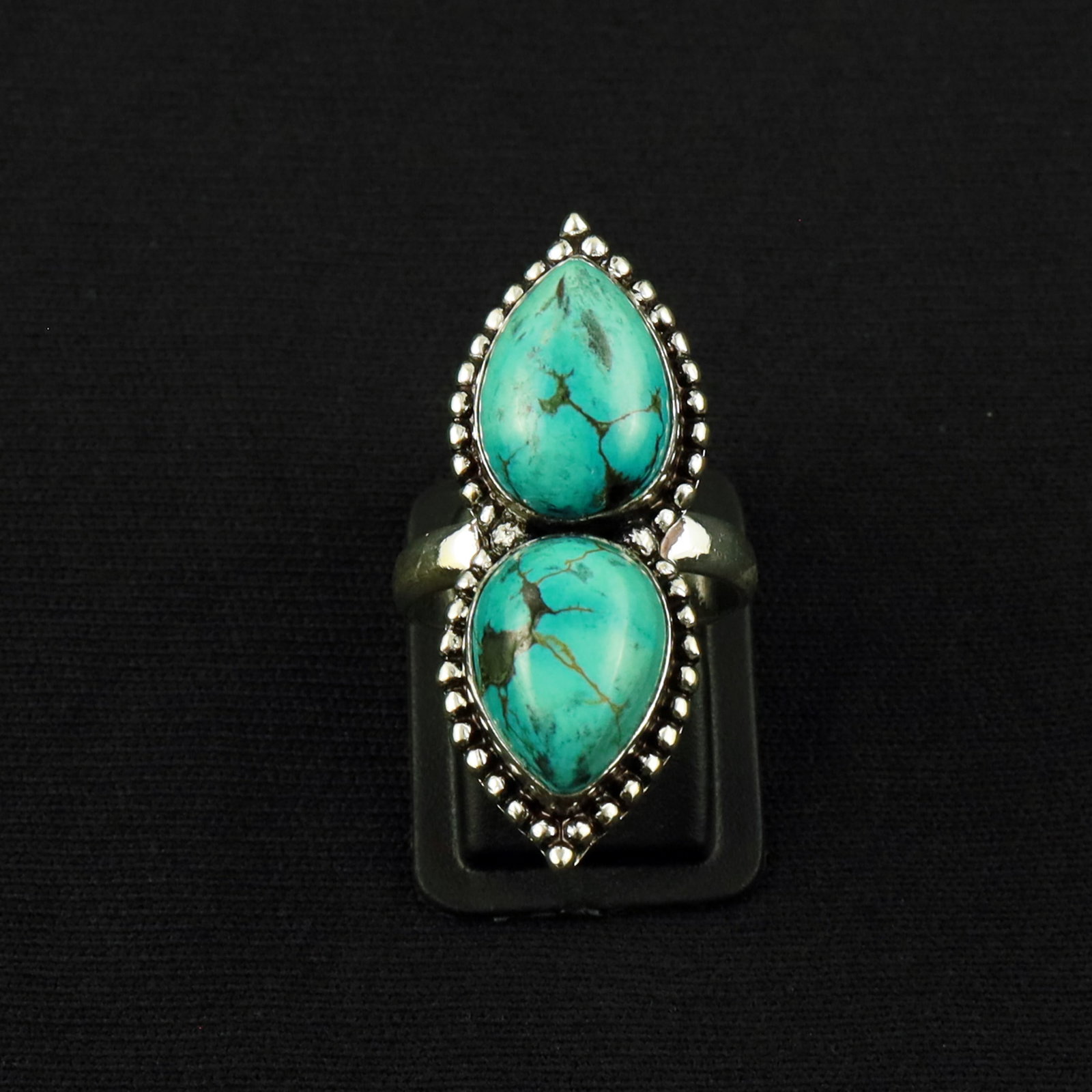 Natural Turquoise Sterling Silver Plated Handmade Ring - 6.5MM: Product ID: 260610141057 Product - Handmade Silver Plated Ring Metal - 92.5 Sterling Silver Plated Ring Size - 6.5MM Gemstone - Turquoise Gemstone Origin - Tibet Gemstone Size - 10X14 MM ( 2 Stone ) G