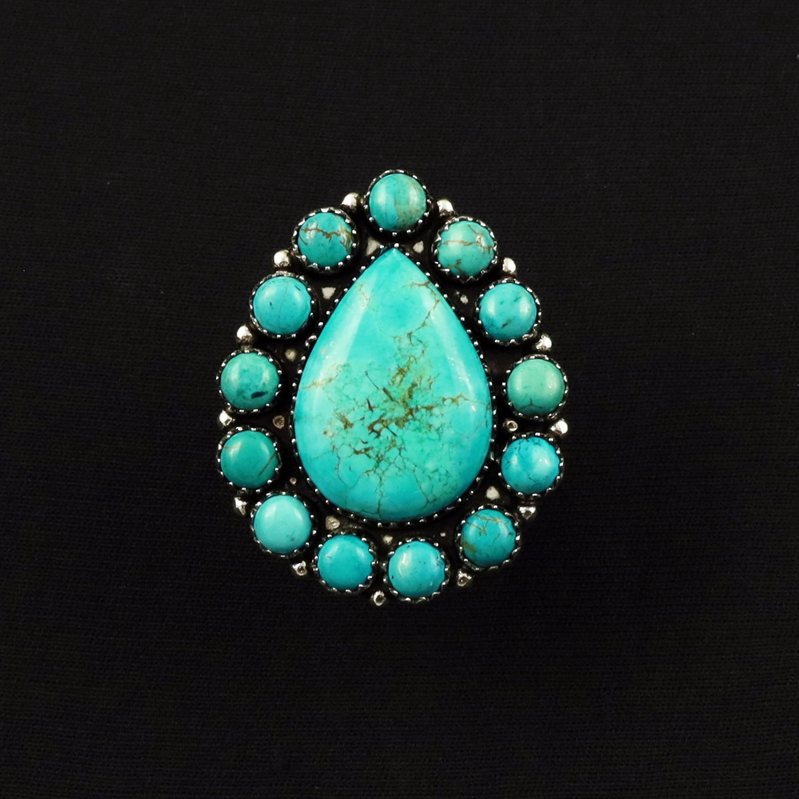 Natural Turquoise Sterling Silver Plated Handmade Ring - 9MM: Product ID: 260701181245 Product - Handmade Silver Plated Ring Metal - 92.5 Sterling Silver Plated Ring Size - 9MM Gemstone -Turquoise Gemstone Origin - Tibet Gemstone Size - 3X2 CM / 6MM ( 13 Stone )