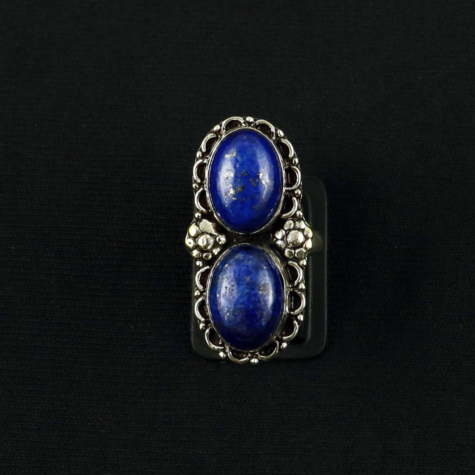 Natural Lapis Lazuli Sterling Silver Plated Handmade Ring - 6MM: Product ID: 260610152517 Product - Handmade Silver Plated Ring Metal - 92.5 Sterling Silver Plated Ring Size - 6MM Gemstone - Lapis Lazuli Gemstone Origin - Afghanistan Gemstone Size - 10X14 MM ( 2 St