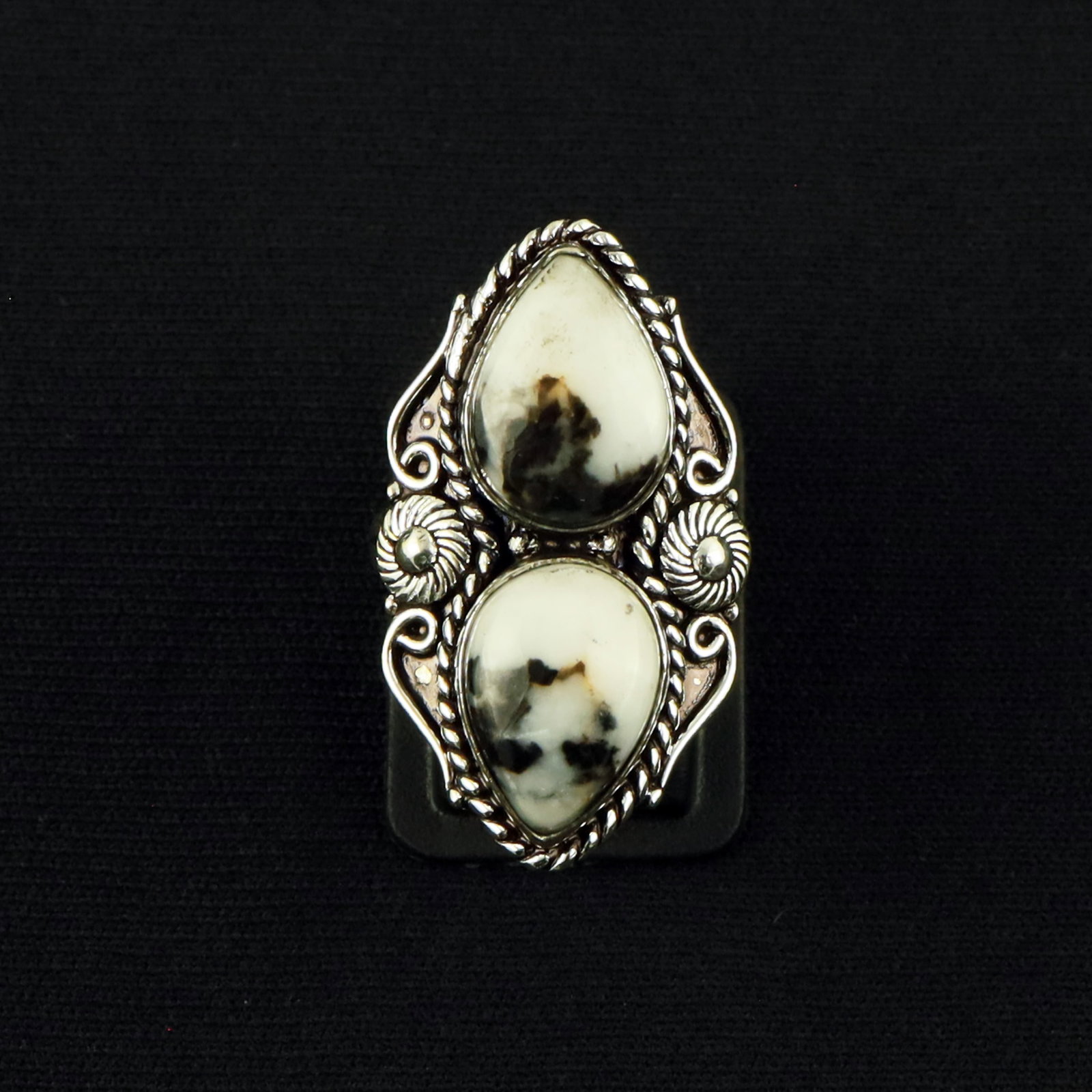 Natural Zebra Jasper Sterling Silver Plated Handmade Ring - 7MM: Product ID: 260610143701 Product - Handmade Silver Plated Ring Metal - 92.5 Sterling Silver Plated Ring Size - 7MM Gemstone - Zebra Jasper Gemstone Origin - Africa Gemstone Size - 10X14 MM ( 2 Stone )