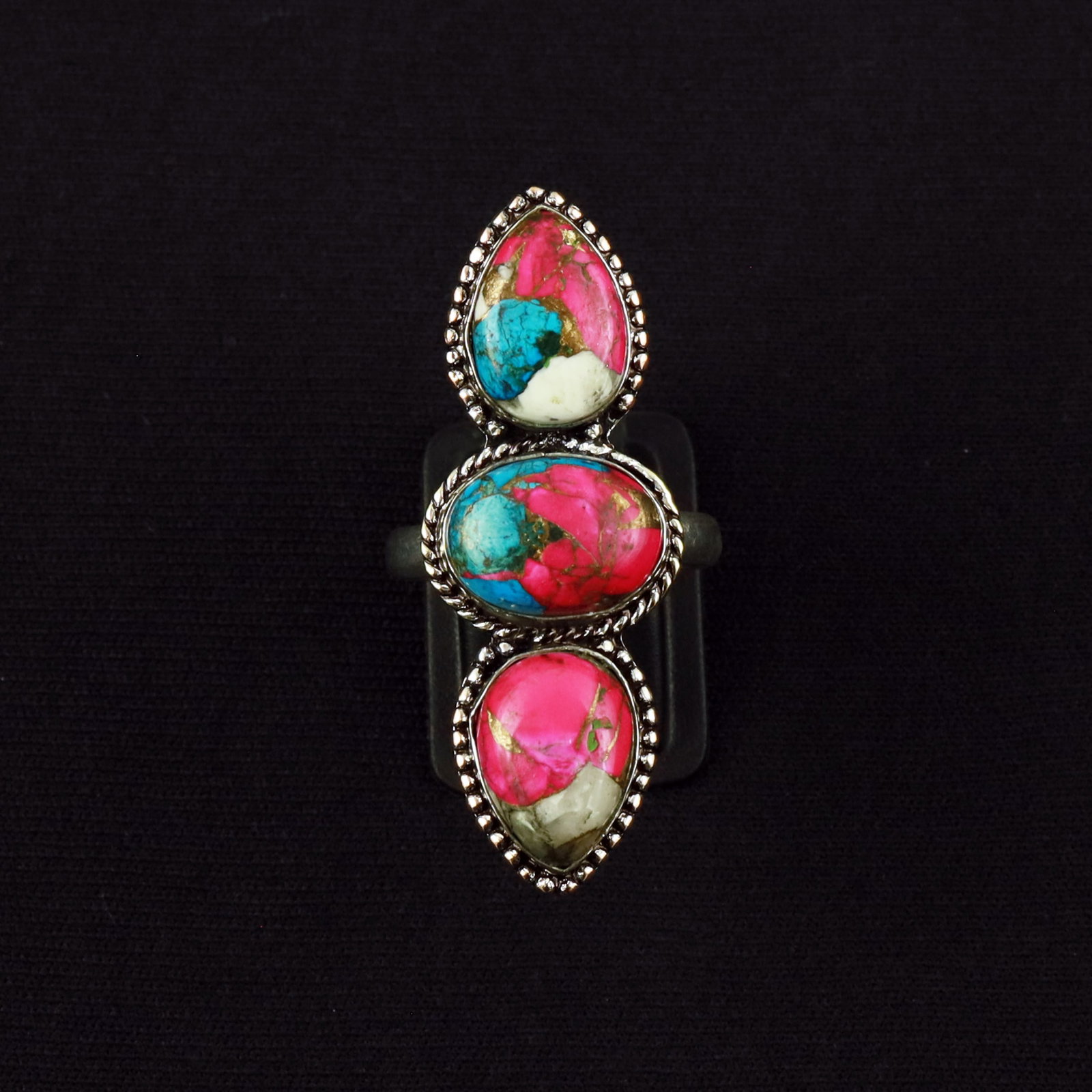 Natural Cotton Candy Sterling Silver Plated Handmade Ring - 10MM: Product ID: 260610142021 Product - Handmade Silver Plated Ring Metal - 92.5 Sterling Silver Plated Ring Size - 10MM Gemstone - Cotton Candy Gemstone Origin - United States Gemstone Size - 10X14 MM ( 3