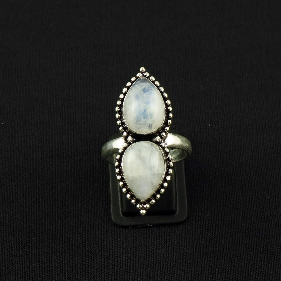 Natural Rainbow Moonstone Sterling Silver Plated Handmade Ring - 10MM: Product ID: 260609135959 Product - Handmade Silver Plated Ring Metal - 92.5 Sterling Silver Plated Ring Size - 10MM Gemstone - Rainbow Moonstone Gemstone Origin - India Gemstone Size - 10X14 MM ( 2 St