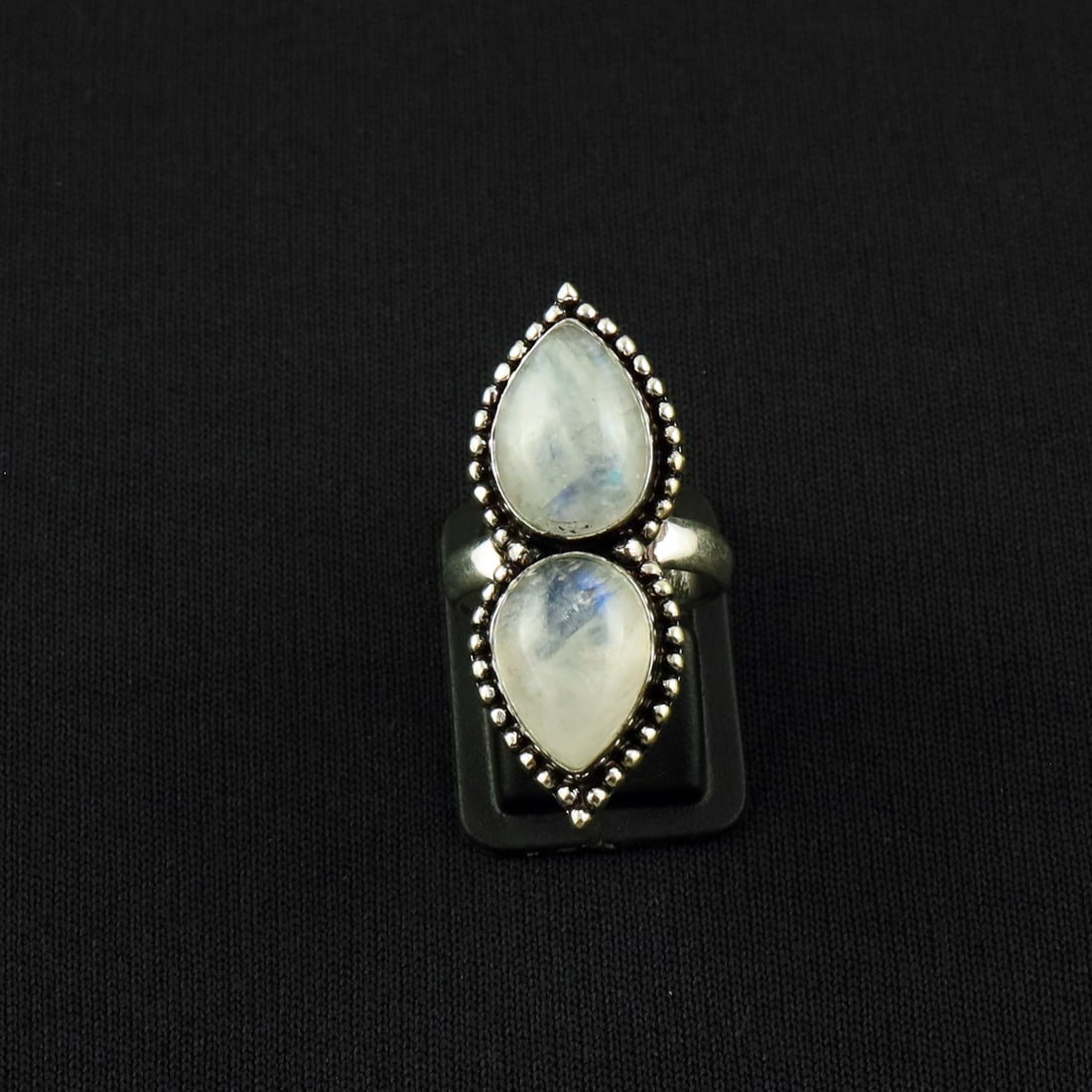 Natural Rainbow Moonstone Sterling Silver Plated Handmade Ring - 6MM: Product ID: 260609135915 Product - Handmade Silver Plated Ring Metal - 92.5 Sterling Silver Plated Ring Size - 6MM Gemstone - Rainbow Moonstone Gemstone Origin - India Gemstone Size - 10X14 MM ( 2 Sto