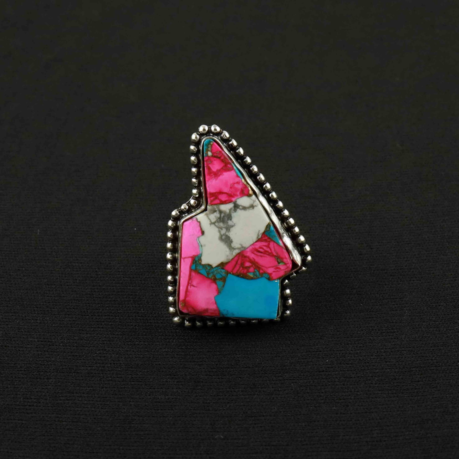Natural Cotton Candy Sterling Silver Plated Handmade Ring - 10MM: Product ID: 260524114424 Product - Handmade Silver Plated Ring Metal - 92.5 Sterling Silver Plated Ring Size - 10MM Gemstone - Cotton Candy Gemstone Origin - United States Gemstone Size - 3.5X2 CM Gem