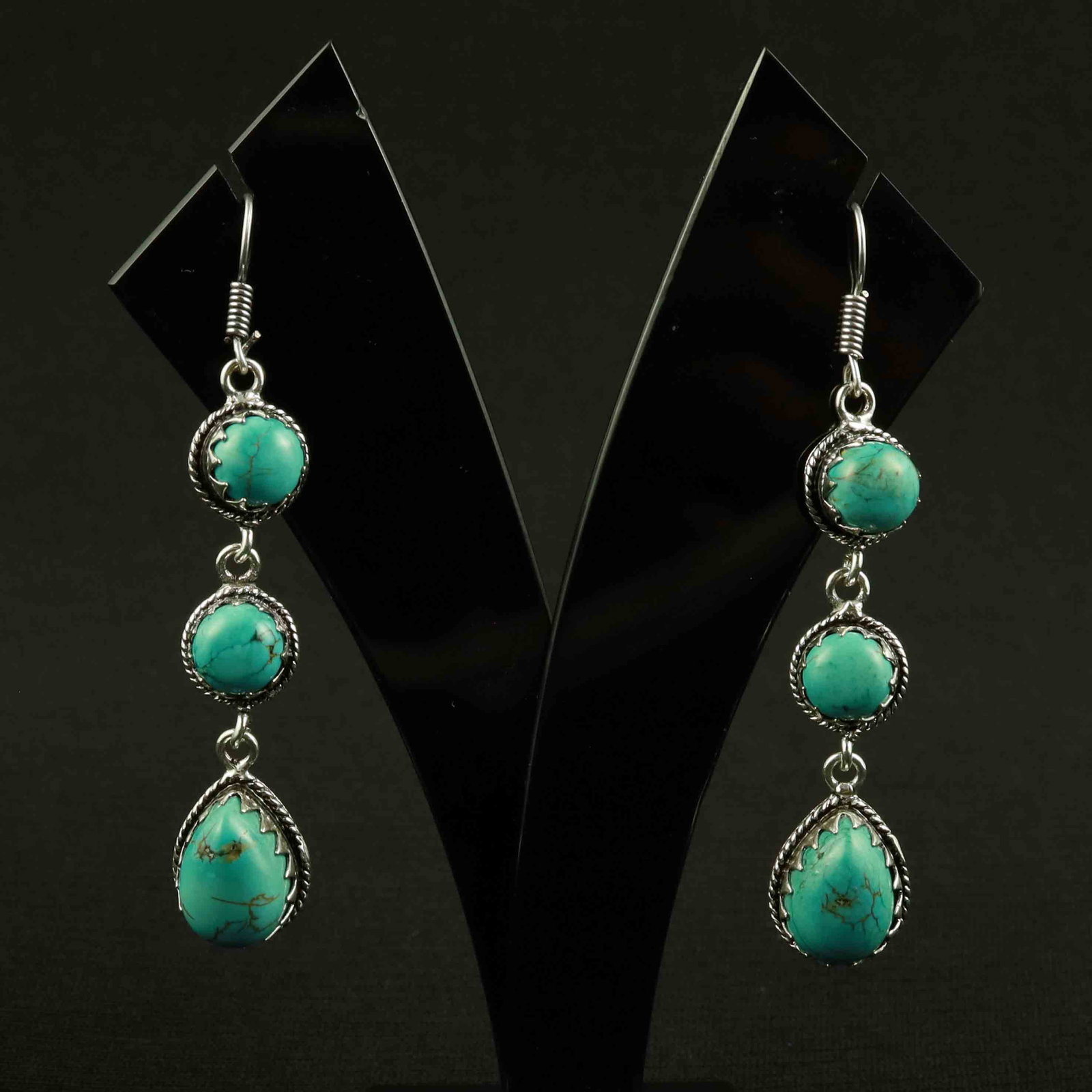 Natural Turquoise Sterling Silver Plated Handmade Stud Earring: Product ID: 260522162423 Product - Handmade Silver Plated Stud Earring Metal - 92.5 Sterling Silver Plated Earring Type - Stud Gemstone - Turquoise Gemstone Origin - Tibet Gemstone Size - 10X14 MM ( 2