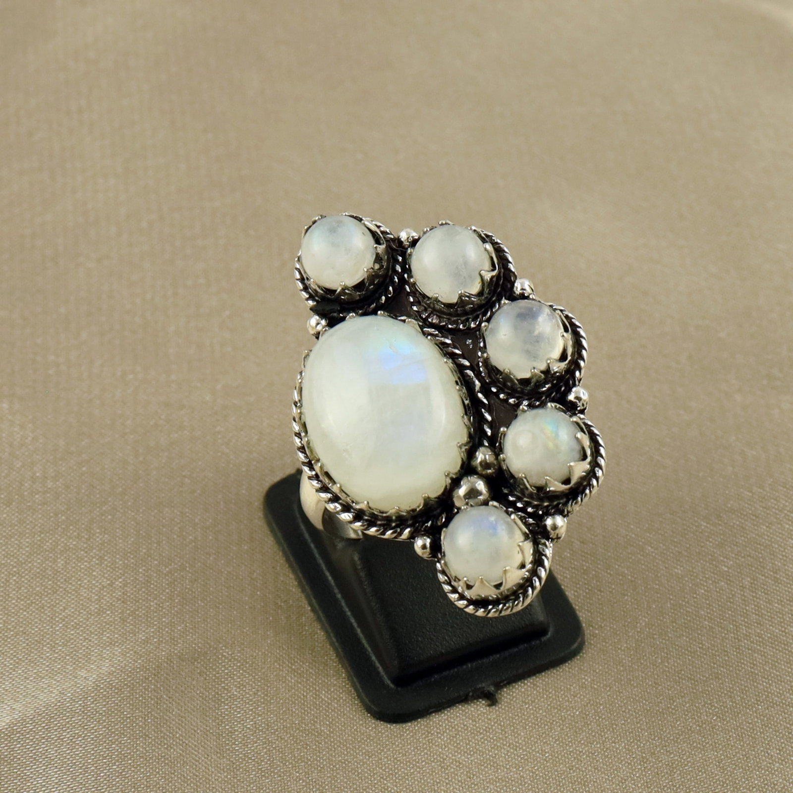 Natural Rainbow Moonstone Sterling Silver Plated Handmade Ring - 7MM: Product ID: 260519135755 Product - Handmade Silver Plated Ring Metal - 92.5 Sterling Silver Plated Ring Size - 7MM Gemstone - Rainbow Moonstone Gemstone Origin - India Gemstone Size - 10X14 MM ( 1 Sto