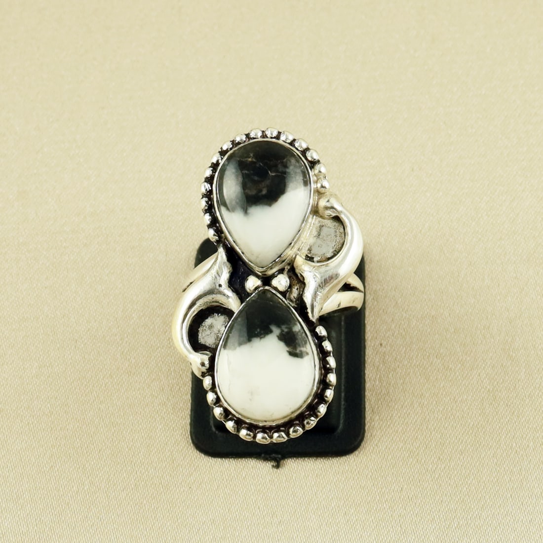 Natural Zebra Jasper Sterling Silver Plated Handmade Ring - 7MM: Product ID: 260609123554 Product - Handmade Silver Plated Ring Metal - 92.5 Sterling Silver Plated Ring Size - 7MM Gemstone - Zebra Jasper Gemstone Origin - Africa Gemstone Size - 10X14 MM ( 2 Stone )