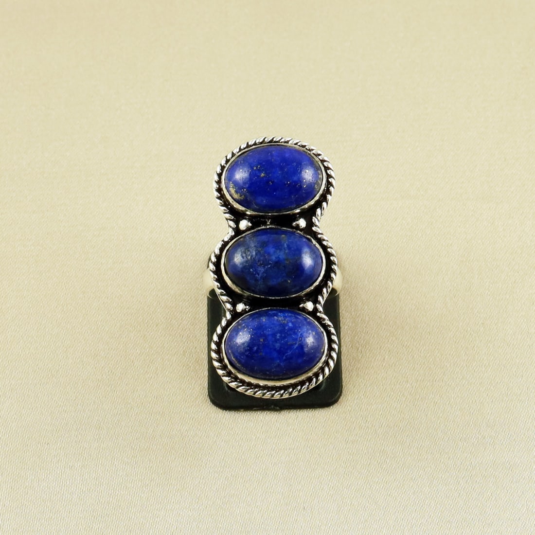 Natural Lapis Lazuli Sterling Silver Plated Handmade Ring - 6.5MM: Product ID: 260609131513 Product - Handmade Silver Plated Ring Metal - 92.5 Sterling Silver Plated Ring Size - 6.5MM Gemstone - Lapis Lazuli Gemstone Origin - Afghanistan Gemstone Size - 10X14 MM ( 3 