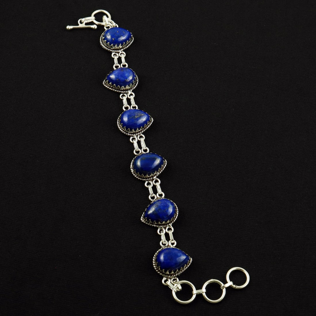 Natural Lapis Lazuli Sterling Silver Plated Handmade Bracelet: Product ID: 260608190430 Product - Handmade Silver Plated Bracelet Metal - 92.5 Sterling Silver Plated Bracelet Length - 6 Inch + 2 Inch Gemstone - Lapis Lazuli Gemstone Size -12X16 ( 6 Stone) Gemston