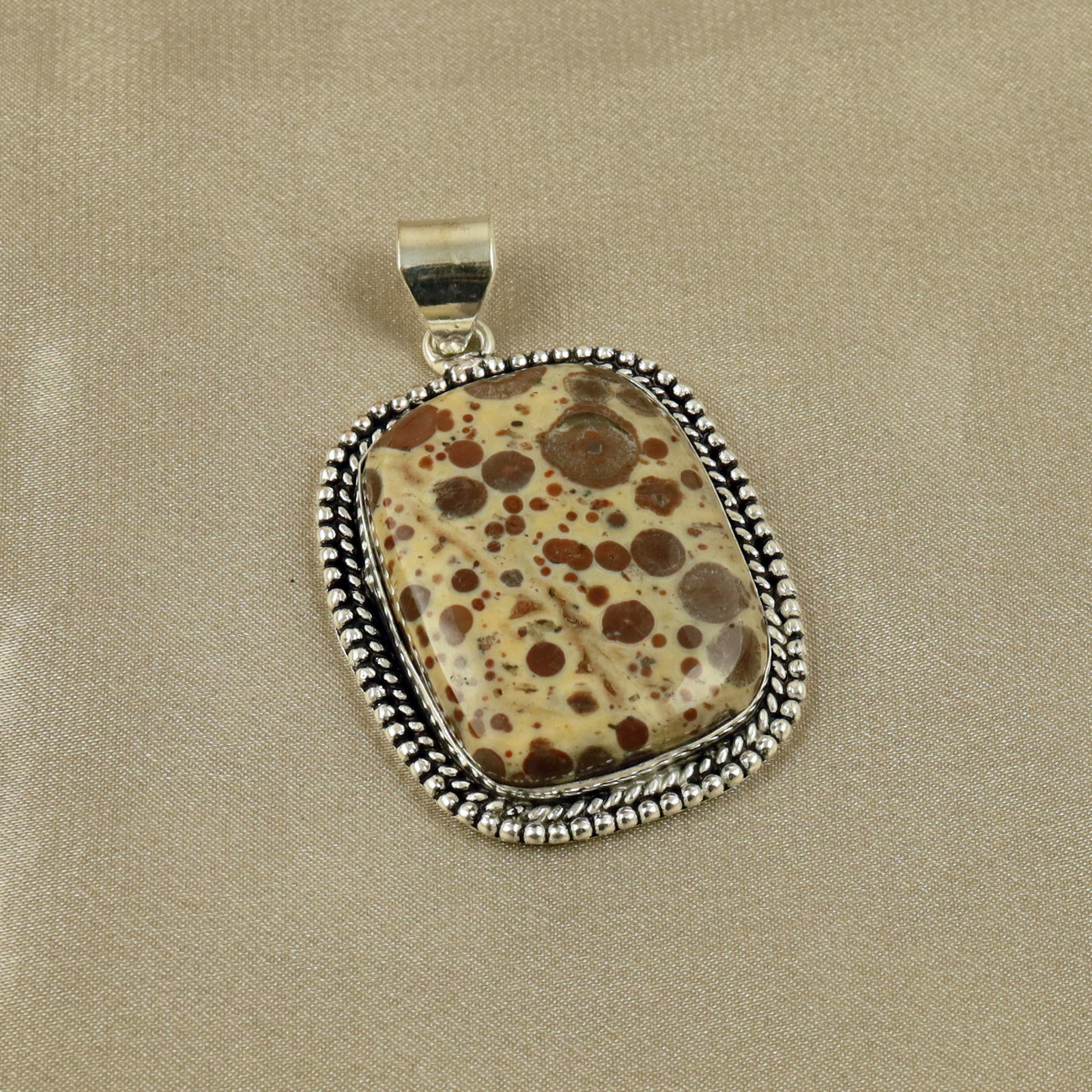 Natural Asteroid Jasper Sterling Silver Plated Handmade Pendant: Product ID: 260518133058 Product - Handmade Silver Plated Pendant Metal - 92.5 Sterling Silver Plated Pendant Size - 4x3CM Gemstone - Asteroid Jasper Gemstone Origin - Madagascar Gemstone Shape - Squa