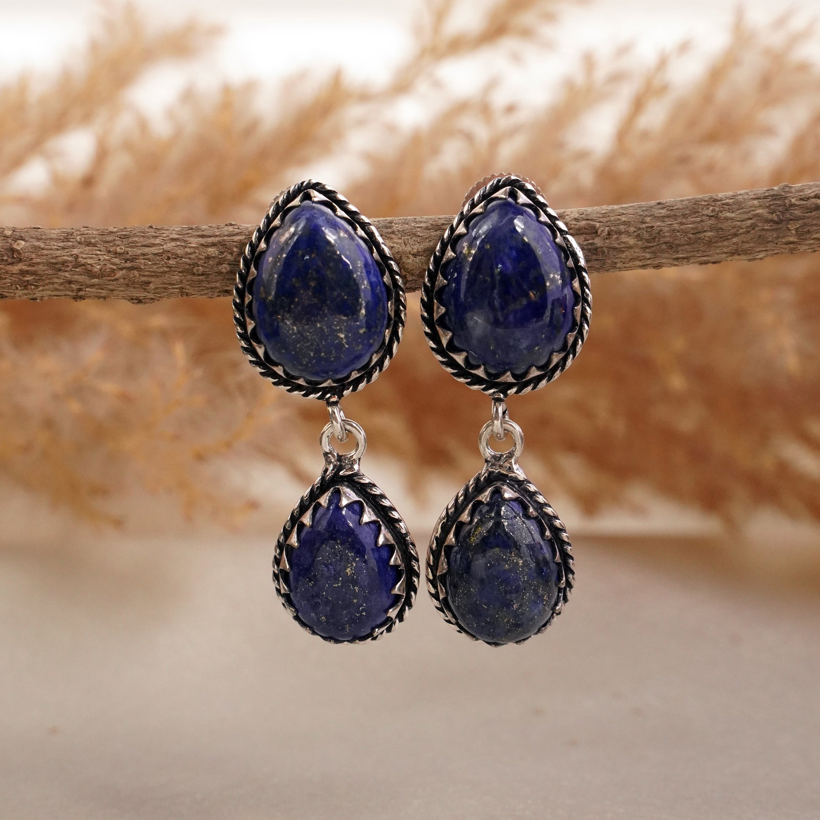 Natural Lapis Lazuli Sterling Silver Plated Handmade Stud Earring: Product ID: 260502131540 Product - Handmade Silver Plated Stud Earring Metal - 92.5 Sterling Silver Plated Earring Type - Stud Gemstone - Lapis Lazuli Gemstone Origin - Afghanistan Gemstone Size - 12X