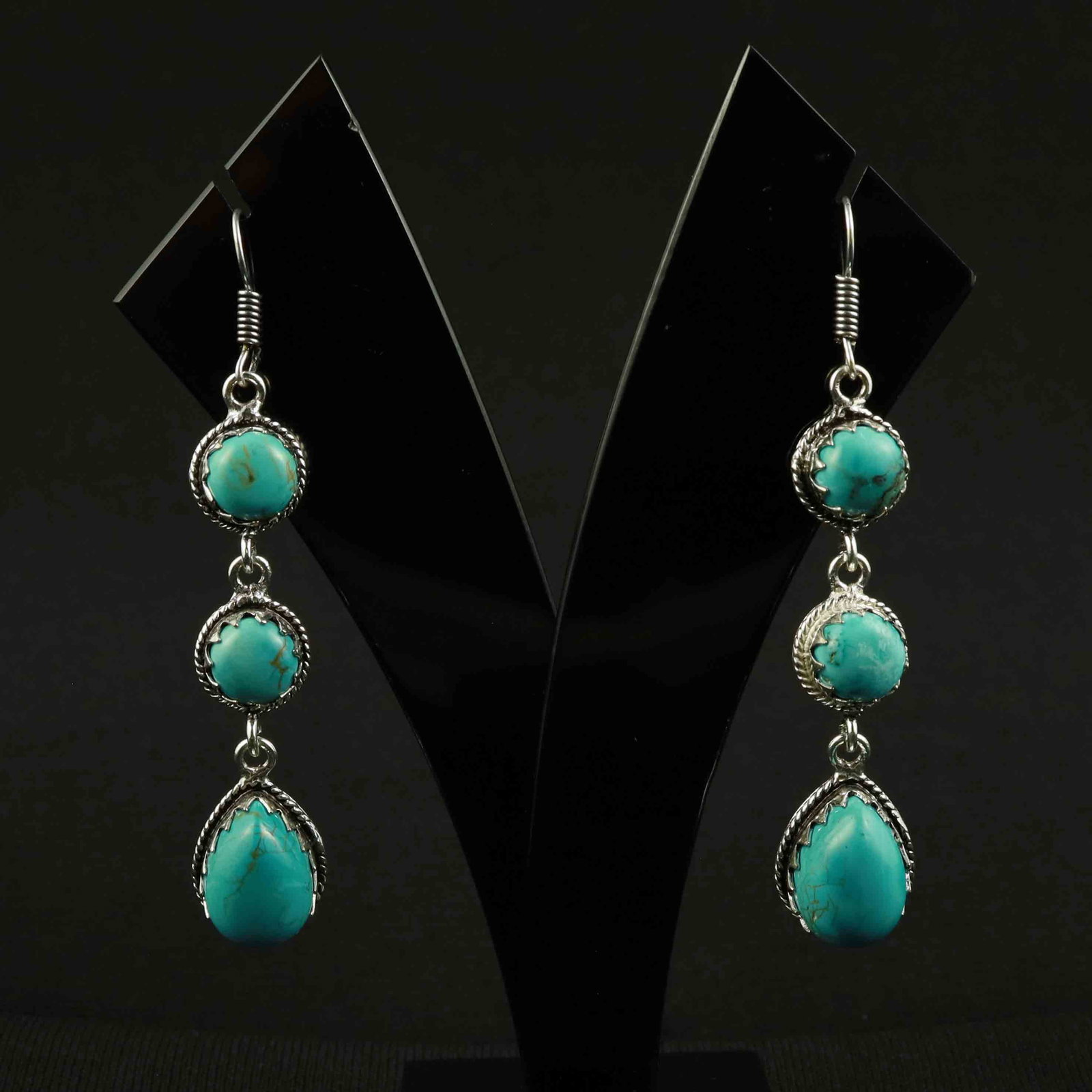 Natural Turquoise Sterling Silver Plated Handmade Stud Earring: Product ID: 260522162553 Product - Handmade Silver Plated Stud Earring Metal - 92.5 Sterling Silver Plated Earring Type - Stud Gemstone - Turquoise Gemstone Origin - Tibet Gemstone Size - 10X14 MM ( 2