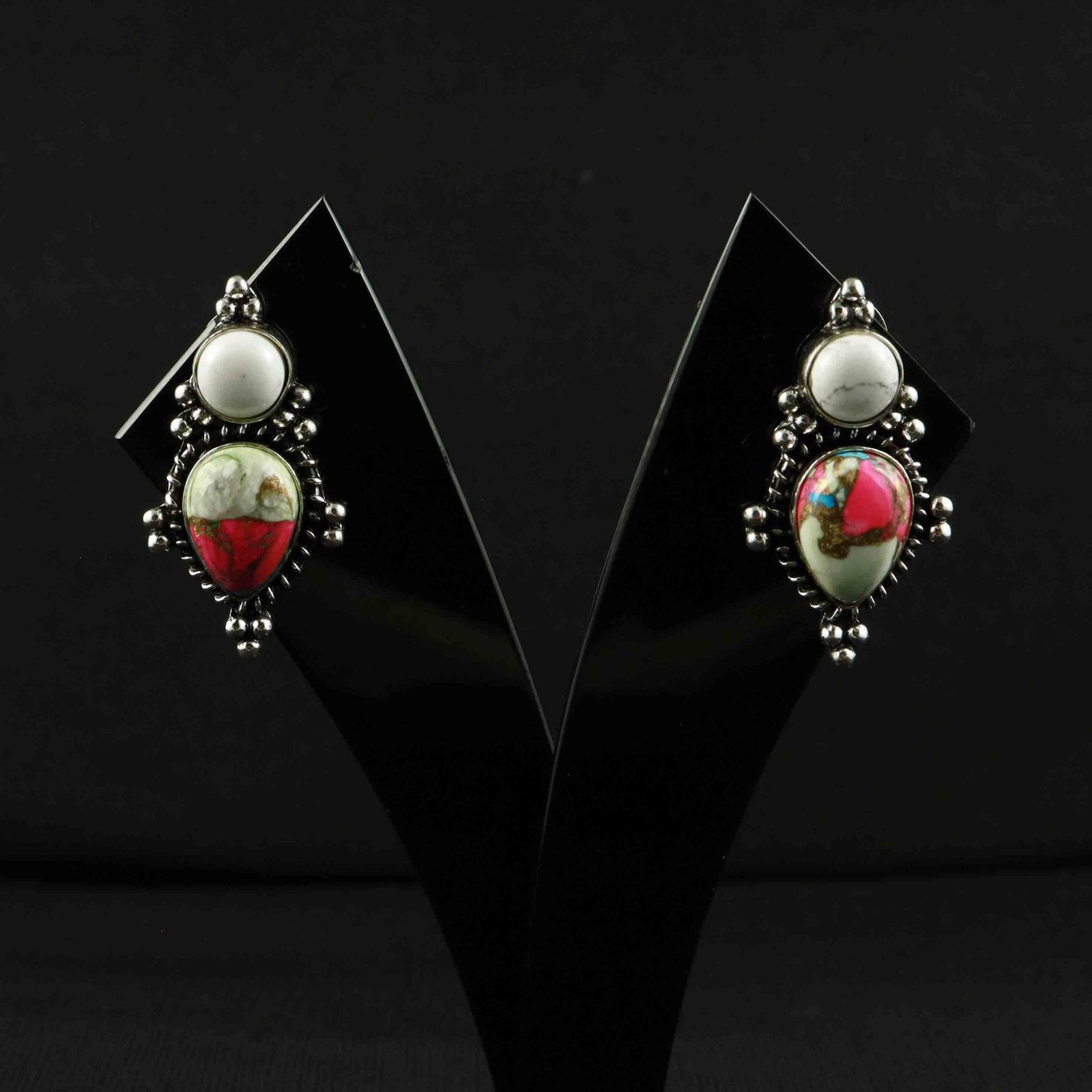 Natural Cotton Candy Sterling Silver Plated Handmade Stud Earring: Product ID: 260522121325 Product - Handmade Silver Plated Stud Earring Metal - 92.5 Sterling Silver Plated Earring Type - Stud Gemstone - Cotton Candy Gemstone Origin - United States Gemstone Size - 1
