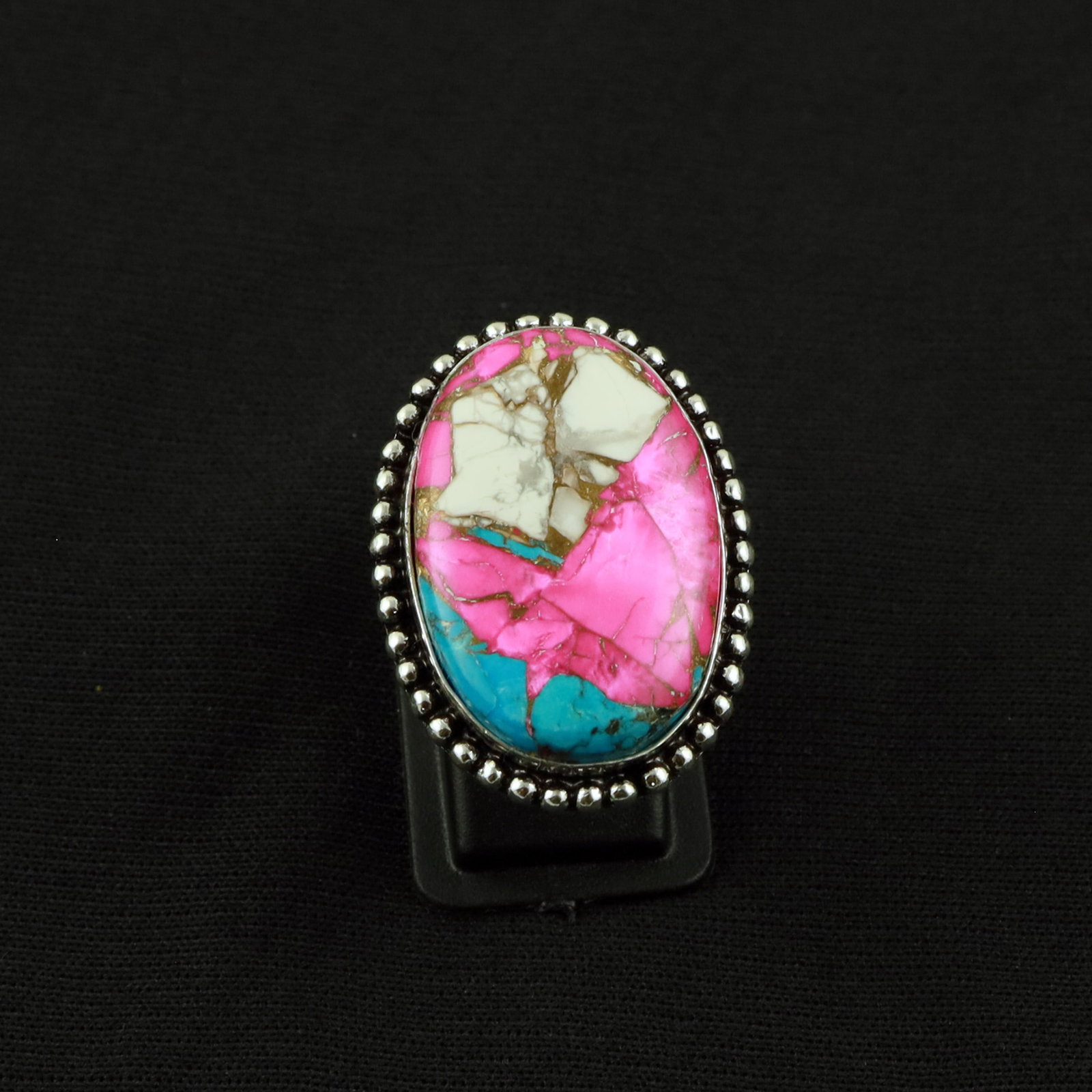 Natural Cotton Candy Sterling Silver Plated Handmade Ring - 6.5MM: Product ID: 260519141945 Product - Handmade Silver Plated Ring Metal - 92.5 Sterling Silver Plated Ring Size - 6.5MM Gemstone - Cotton Candy Gemstone Origin - United States Gemstone Size - 3X2 CM Gems