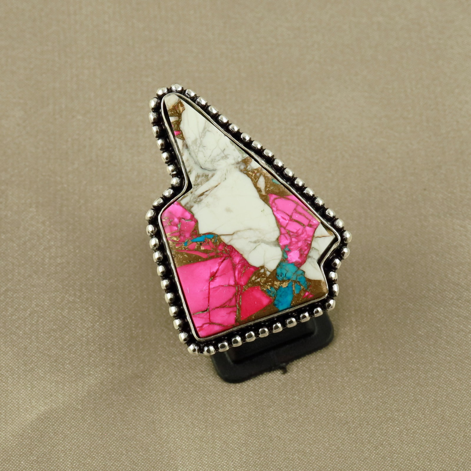 Natural Cotton Candy Sterling Silver Plated Handmade Ring - 9.5MM: Product ID: 260519151511 Product - Handmade Silver Plated Ring Metal - 92.5 Sterling Silver Plated Ring Size - 9.5MM Gemstone - Cotton Candy Gemstone Origin - United States Gemstone Size - 3.5X2.5 CM 