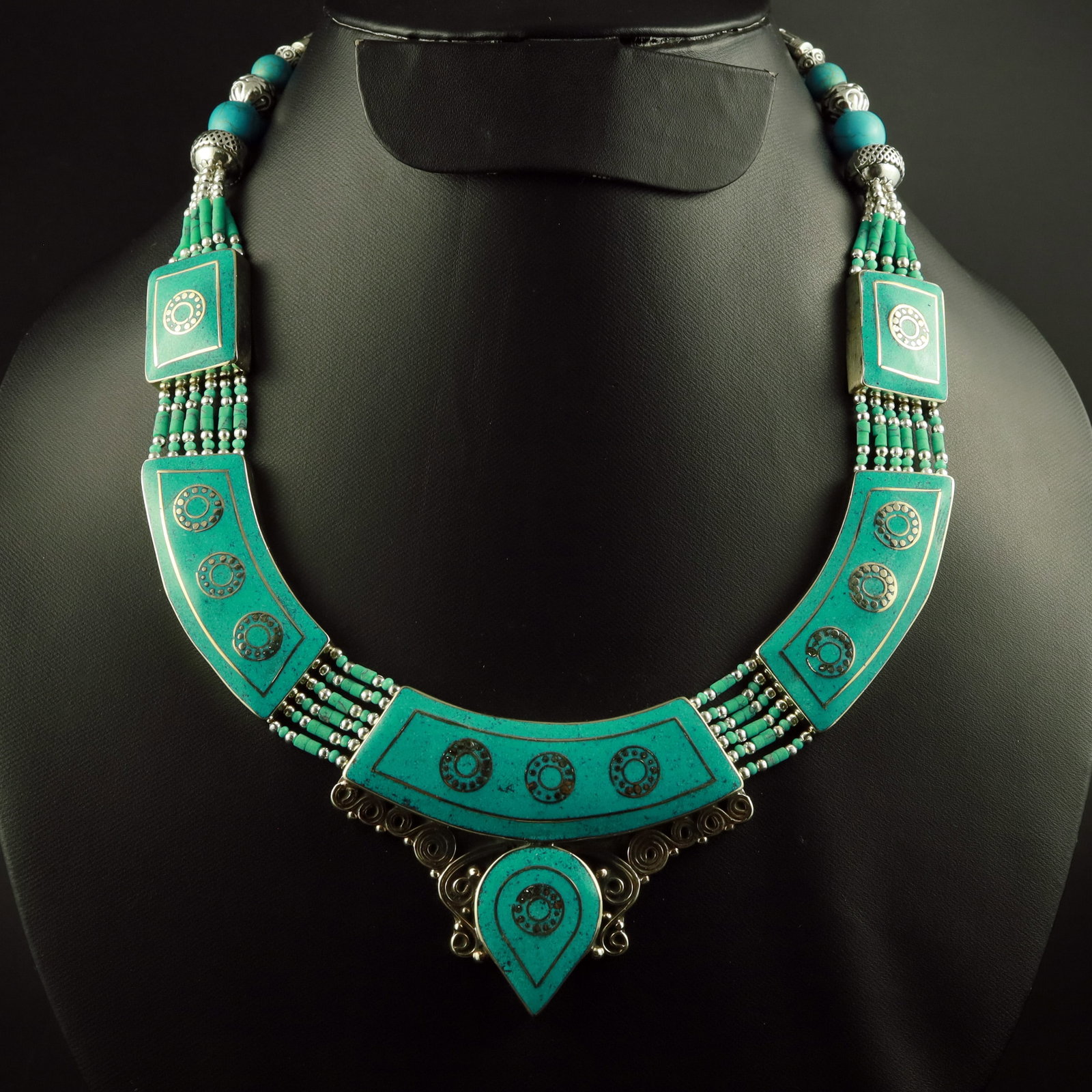 Tibetan Natural Turquoise Handmade Ethnic Boho Necklace: Product ID: 260519120620 Product - Tibetan Handmade Ethnic Necklace Gemstone - Natural Turquoise Necklace Length - 18 Inch Necklace Weight - 135 Gram Approx Metal - Brass & Copper mix Metal Origin - N