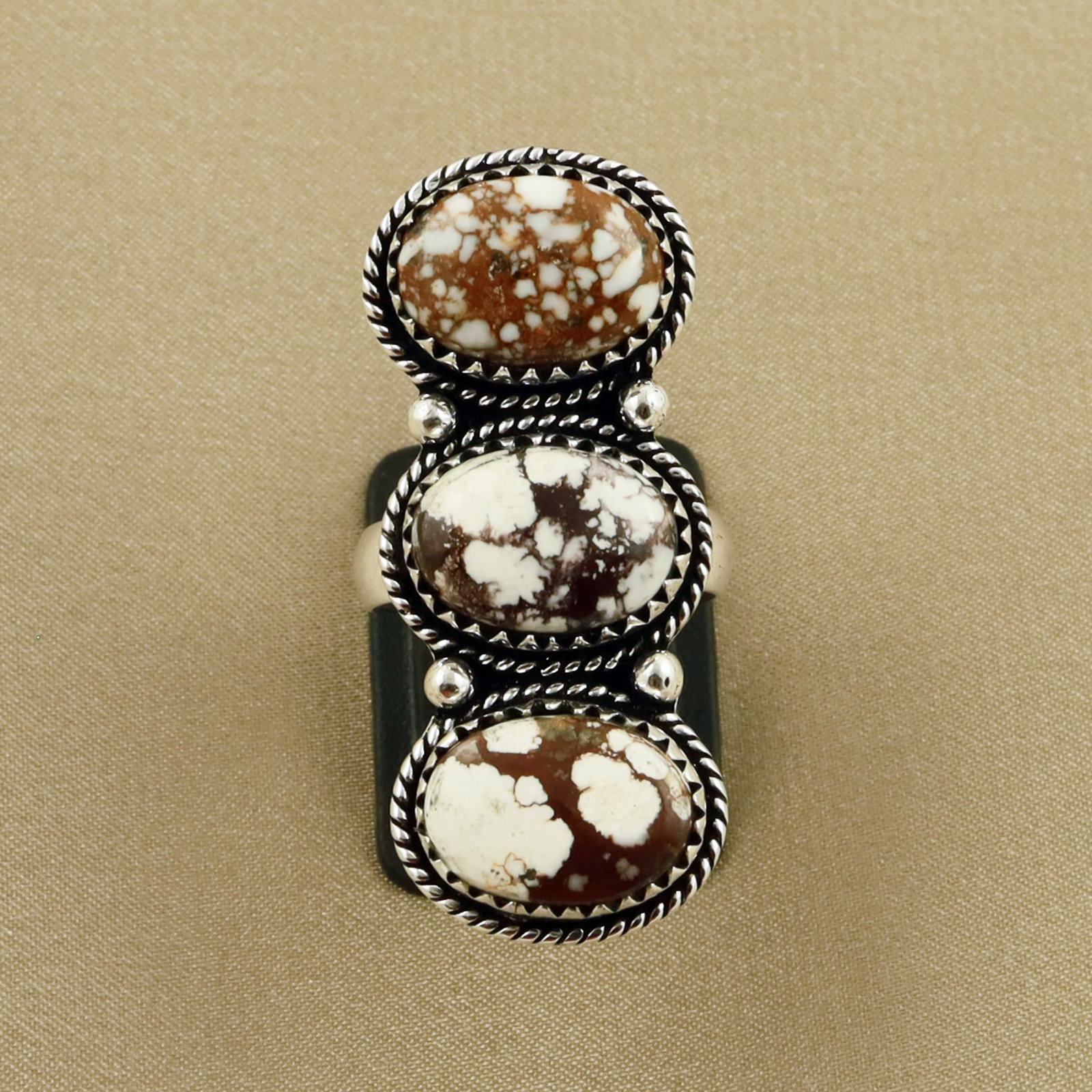 Natural Wild Horse Sterling Silver Plated Handmade Ring - 8MM: Product ID: 260703125603 Product - Handmade Silver Plated Ring Metal - 92.5 Sterling Silver Plated Ring Size - 8MM Gemstone - Wild Horse Gemstone Origin - United States Gemstone Size - 10X14 MM ( 3 St