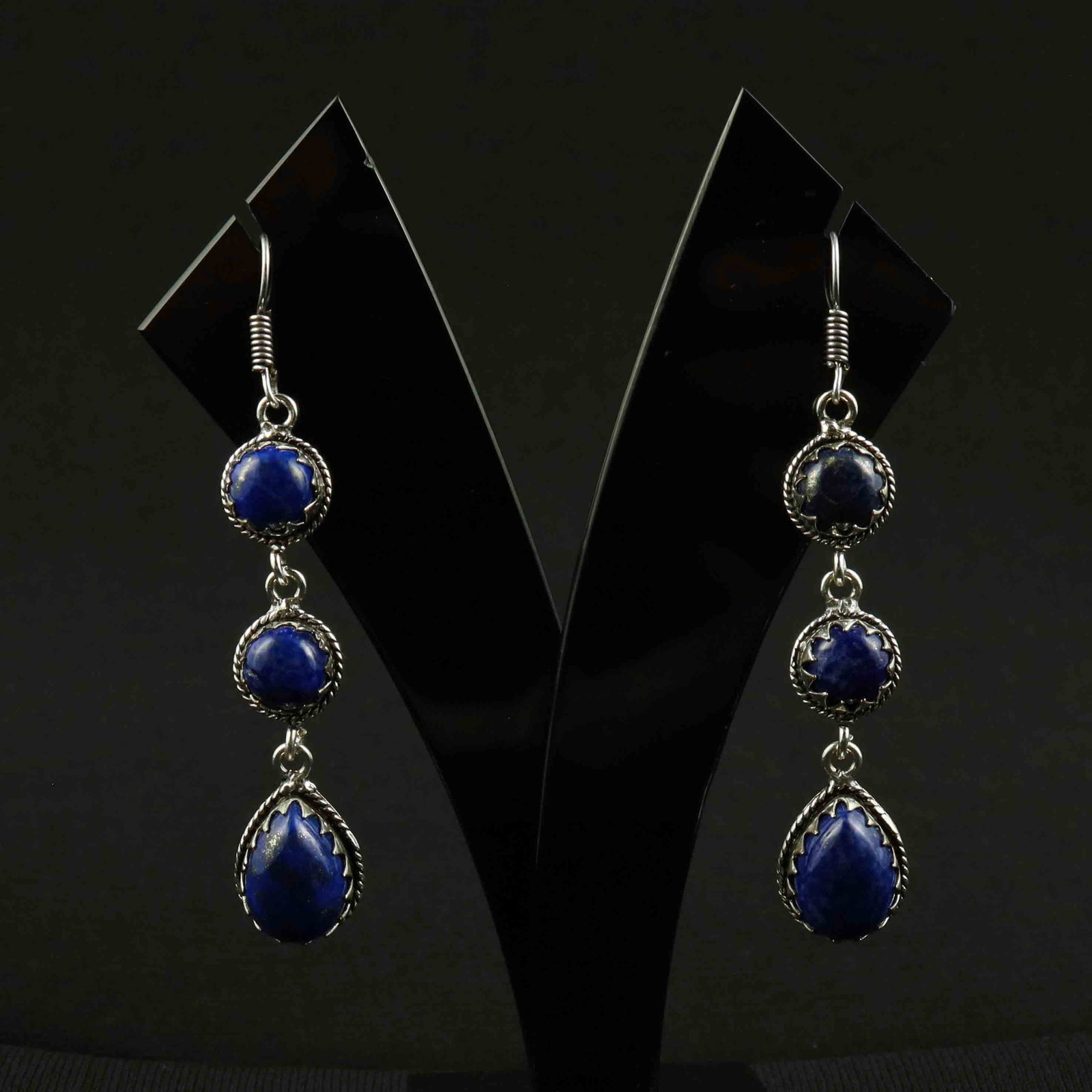 Natural Lapis Lazuli Sterling Silver Plated Handmade Stud Earring: Product ID: 260522163412 Product - Handmade Silver Plated Stud Earring Metal - 92.5 Sterling Silver Plated Earring Type - Stud Gemstone - Lapis Lazuli Gemstone Origin - Afghanistan Gemstone Size - 10X