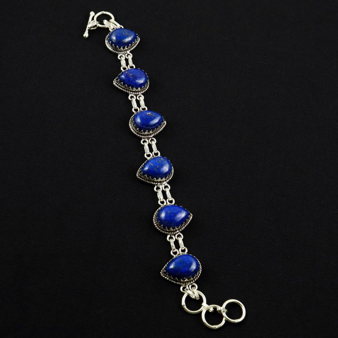 Natural Lapis Lazuli Sterling Silver Plated Handmade Bracelet: Product ID: 260608190310 Product - Handmade Silver Plated Bracelet Metal - 92.5 Sterling Silver Plated Bracelet Length - 6 Inch + 2 Inch Gemstone - Lapis Lazuli Gemstone Size -12X16 ( 6 Stone) Gemston
